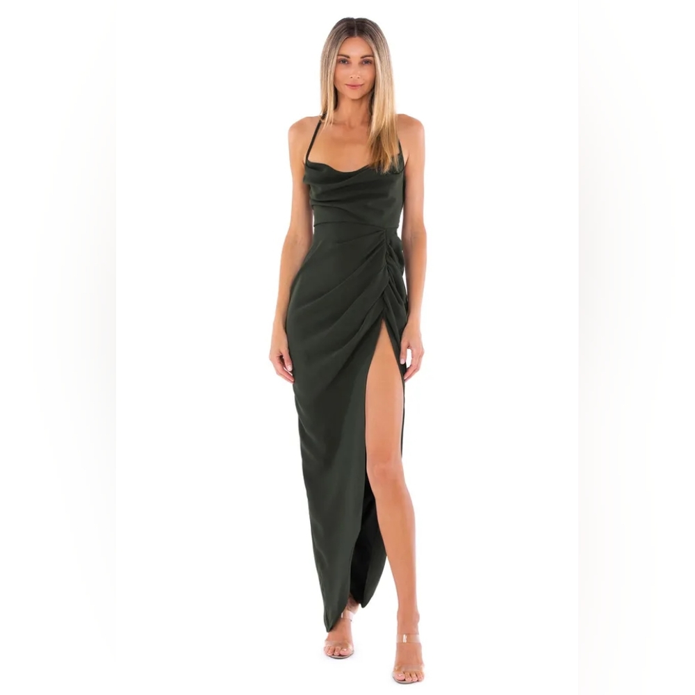 Amanda Uprichard Asymmetrical Dress in Dark Green